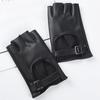Punk PU Leather Gloves Short Fingerless Mittens Hip Hop Half Finger Gloves  Hip-Hop