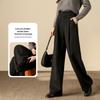 Women's Fleece-Lined Acetate Wool Blend Wide-Leg Trousers