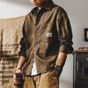 Men's Trendy Retro Khaki Denim Work Shirt - Loose Long-Sleeve
