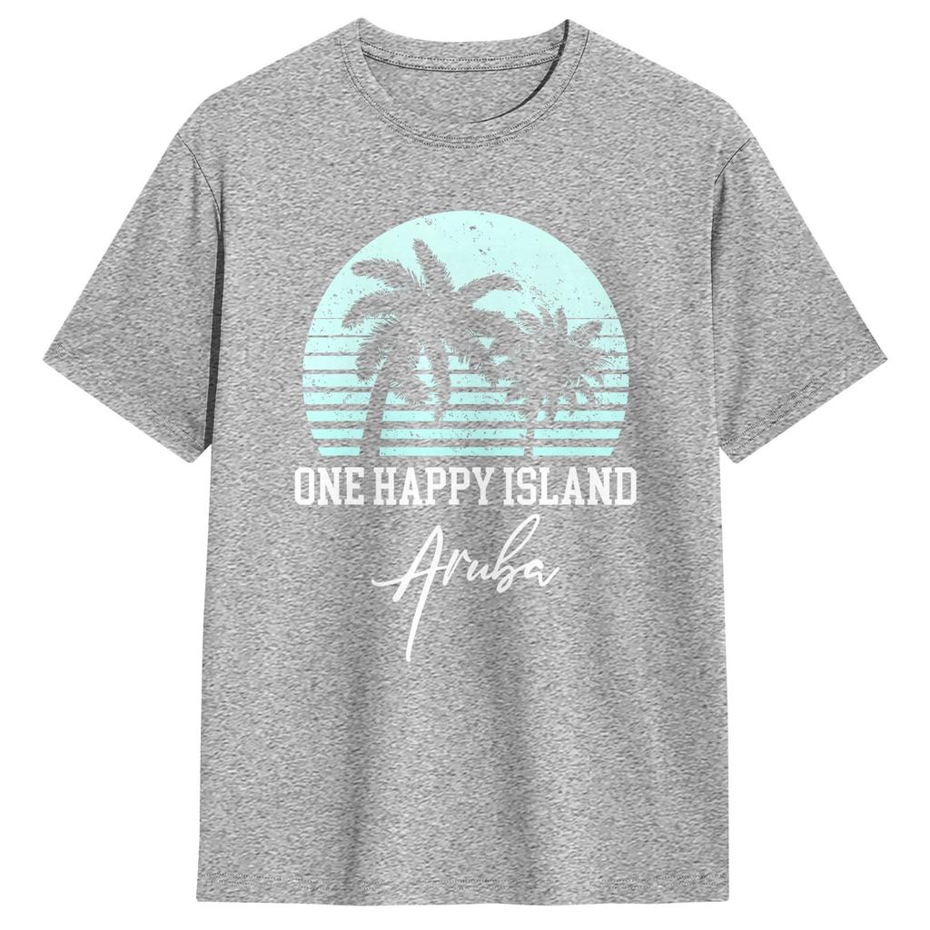Aruba One Happy Island Souvenir TShirt Leisure TShirts ShortSleeved Awesome Tshirt Summer Cotton Oversized Top Tees