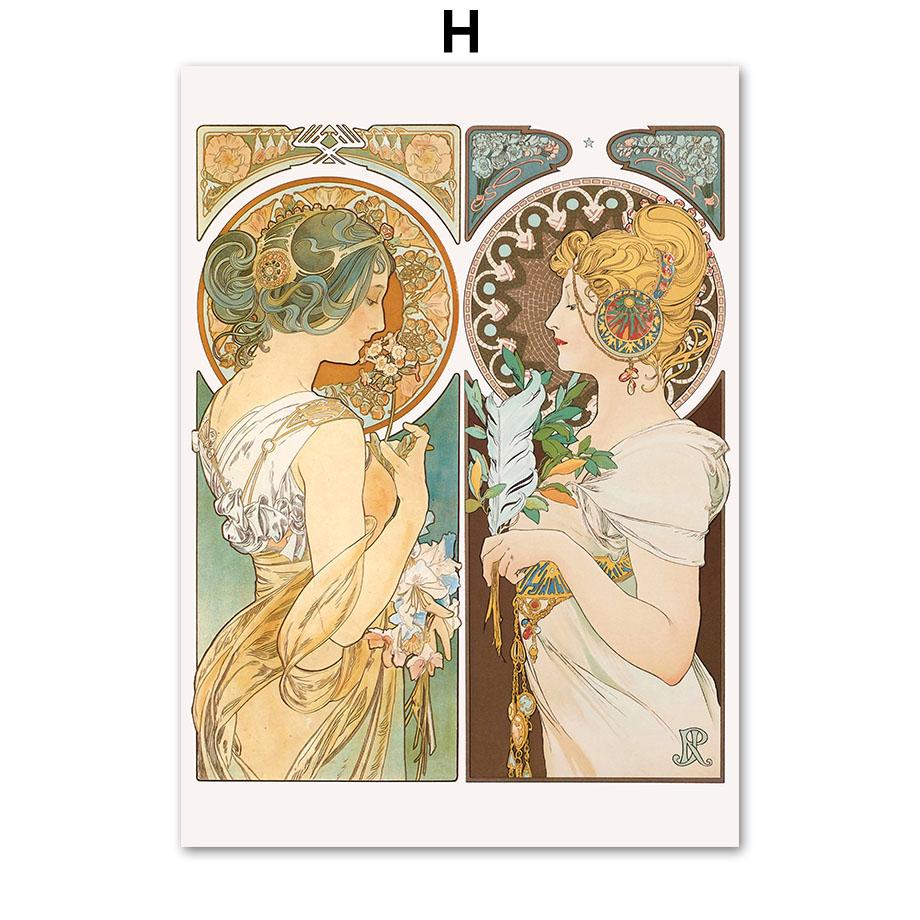 Goddess Alphonse Mucha Les Saisons Wall Art Poster Print Canvas Painting Nordic Vintage Pictures Living Room Home Decoration