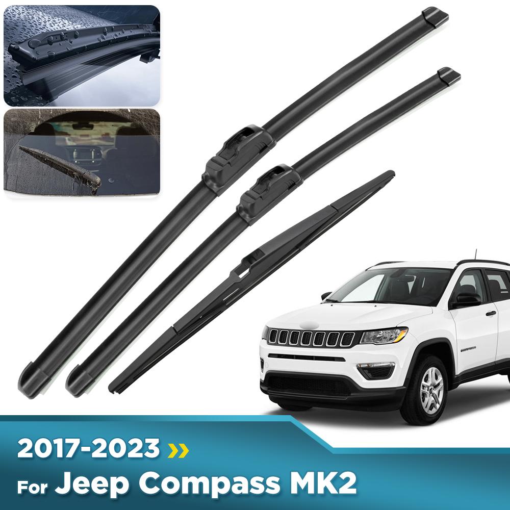 Для Jeep Compass MK2 2017-2023 2018 2019 2020 Дворник Дворники передний и задний Щетки стеклоочистителя лобового стекла 24"+18"+10"
