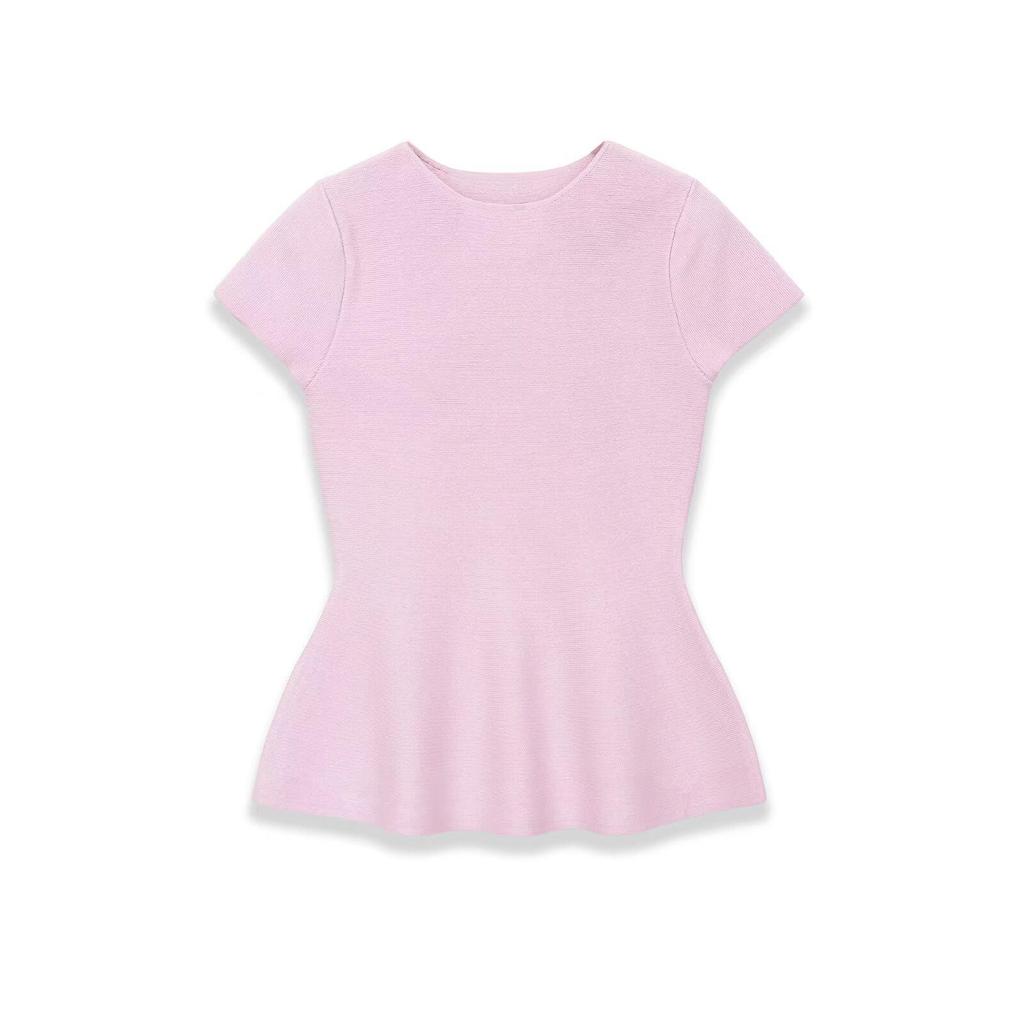 2026 Spring Women's Knit Top with Short Sleeves and Skirt-Style Hem - European & American Style