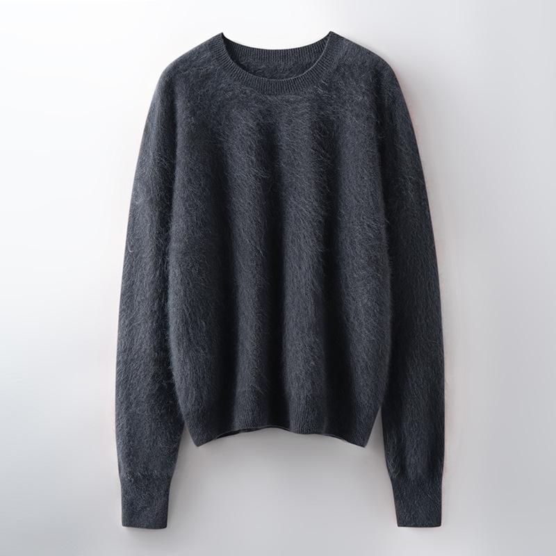 Cozy Autumn/Winter Women's Wool-Blend Brushed Round Neck Long Sleeve Sweater