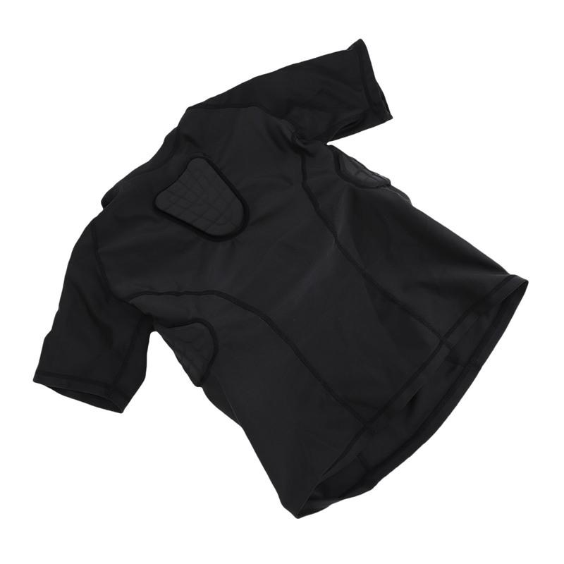 Youth Padded Compression Shirt Short Sleeve Chest Rib Protector Gear for Football Rugby Basketball - Kids Boys Compression Shirt