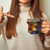 Painted Book Spoon Mug with Creative 3D Stack Book Coffee Cup Retro Novel