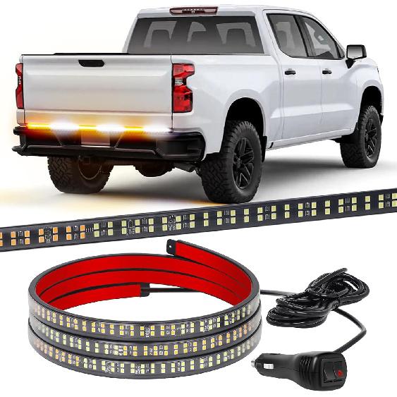 XRIDONSEN 48 Inch Truck Tailgate Strobe Lights Strip Rear Window Lights 288 LED Tail Emergency Light Bar Amber White Flashing Warning Hazard Safety