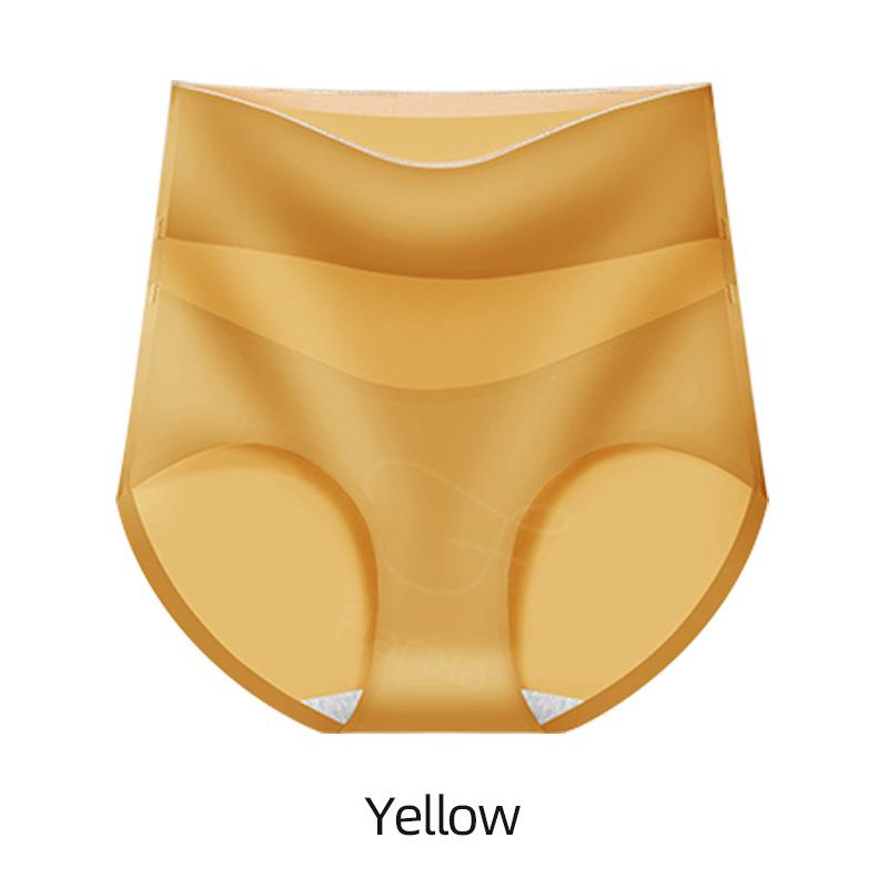 Flarixa Women High Waist Seamless Panties Breathable Ice Silk Underwear Elastic Tummy Shaping Briefs Lace Transparent Underpants