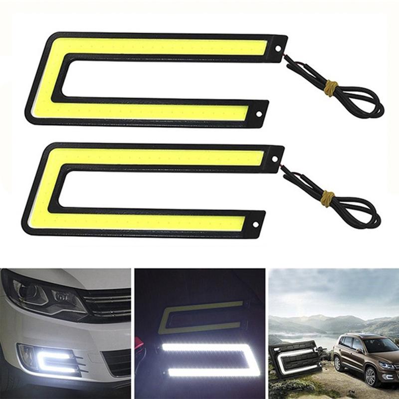 Светодиодные автомобильные фары U-образной формы, COB LED, Дневные ходовые огни, Противотуманные фары, Яркие светодиодные ходовые огни, Аксессуары