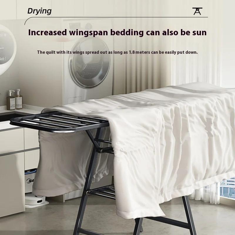 Складная напольная сушилка для одежды для дома, спальни, балкона, развешивание одежды, штанга для подвешивания одеяла, складное хранилище