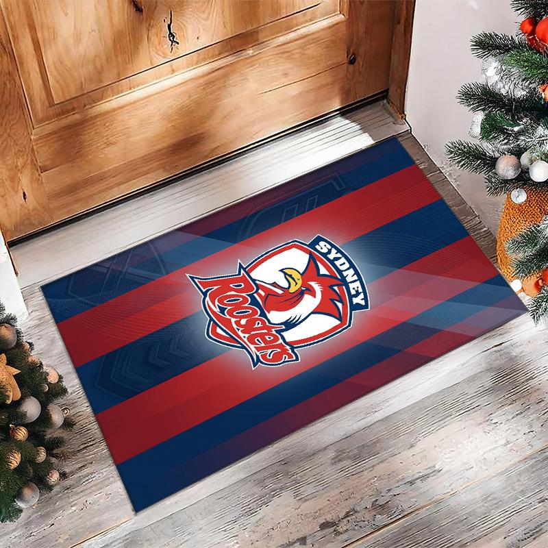 Sydney Roosters Crystal Velvet Carpet Soft Anti?Slip Floor Mat Comfortable Home Living Room Bedroom Decor Rug