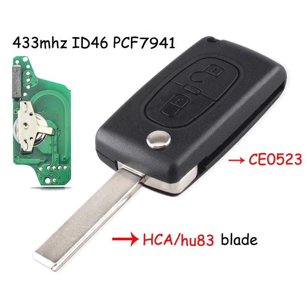 KEYYOU 2 3 Buttons For Peugeot 207 307 308 407 607 807 433MHz ID46 7941 CE0536 CE0523 VA2/HU83 Blade Flip Car Key Fob ASK FSK