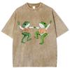 Women Tops Clothes Oversized Short Sleeves Two Dancing Frogs Print Overseas Export High Quality Shirt For Men Discount