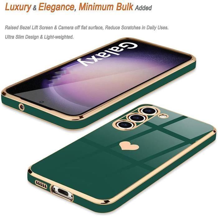 Coque de protection - BOOLING - pour Samsung Galaxy A36 - Vert Nuit - Motif Cœur - 2 Verres Trempés 9H