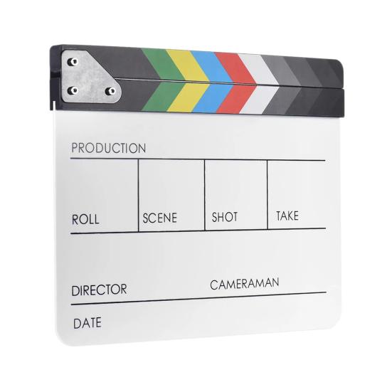 Film Clapper Board Acrylic Dry Erase Slate Colorful Director Video Scene Clapboard Cut Prop Whiteboard Marker Filming Tool