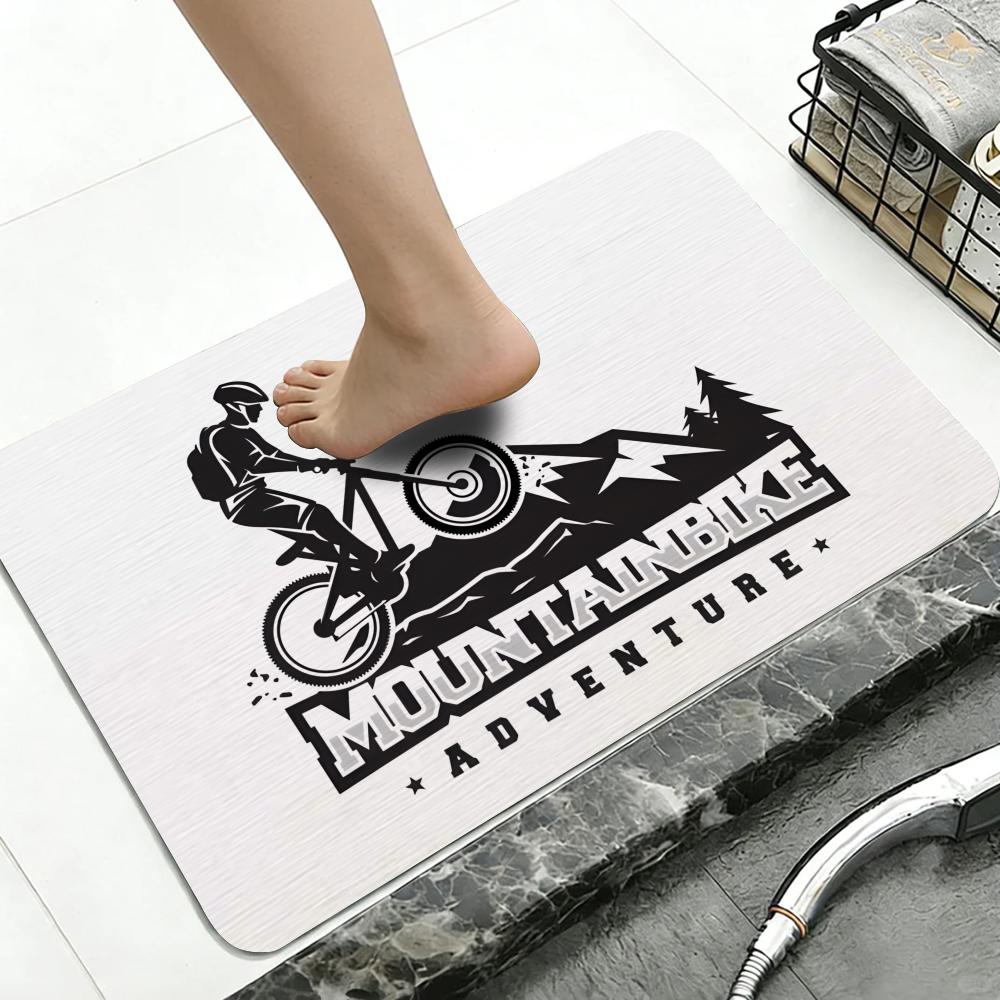 Pattern M-Mountain B-Bike Floor Mat Diatomite Bath Mat, Quick Dry, Absorbent, Multi-Scene Mat