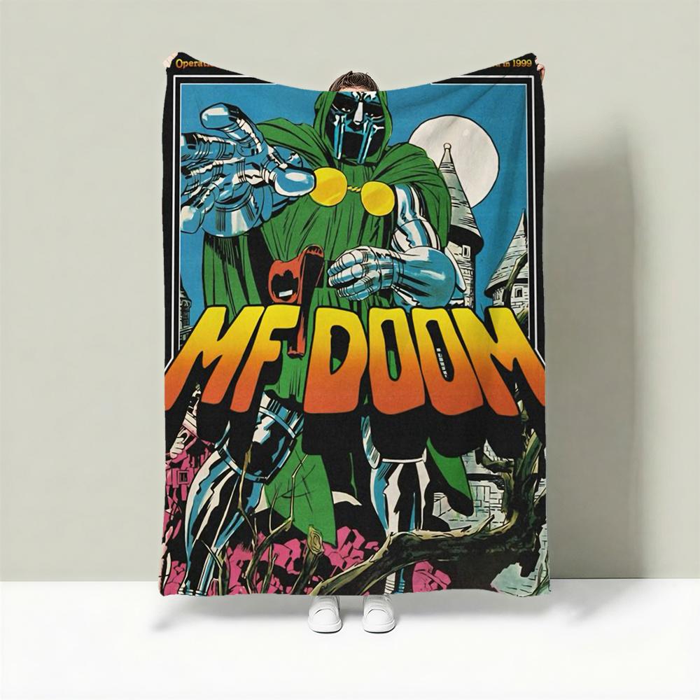 Rapper M-MF DOOM Throw Lightweight 240g Flannel Blanket Soft Skin-friendly for Summer Cooling