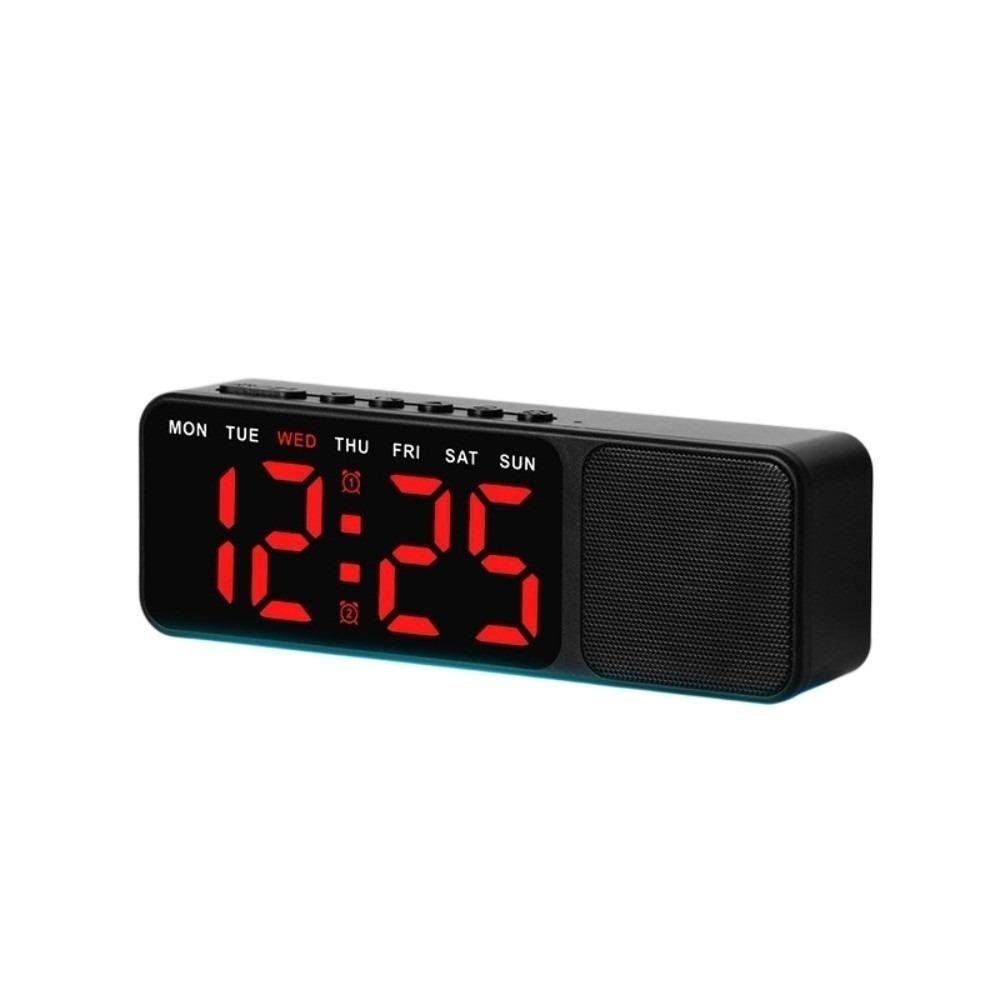 Dual Alarms Bluetooth Speaker with Clock Ambient Lighting Electronic Table Clock Tabletop