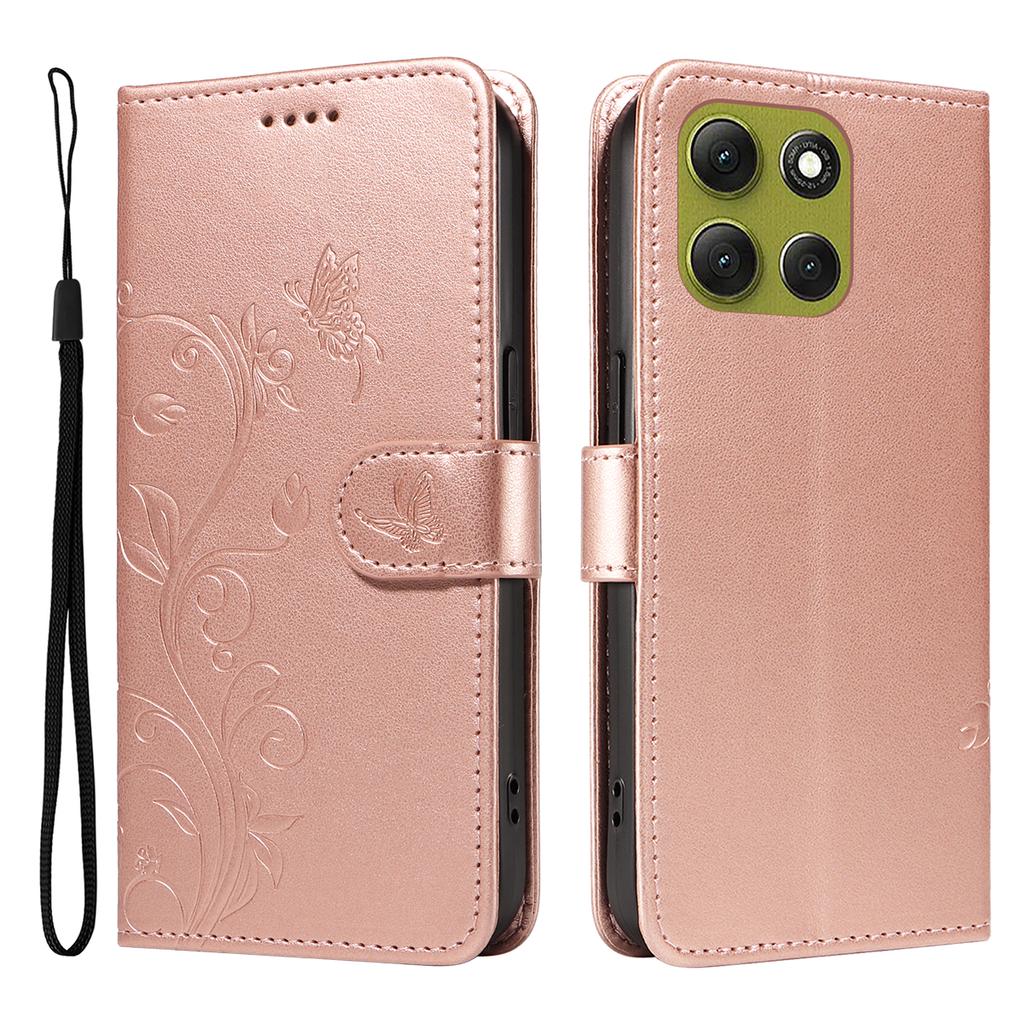 For Motorola Moto G86 5G/G86 Power 5G PU Leather Cases Flower Pattern Wallet Stand Phone Cover with Strap