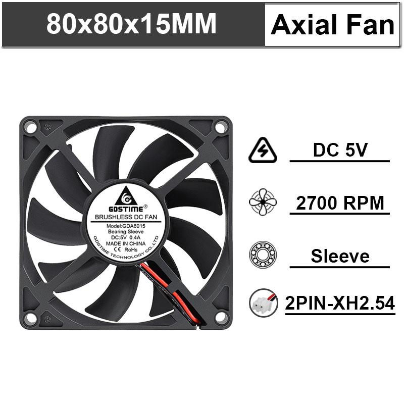 Gdstime 1 шт. DC 12V 24V 80мм x 15мм Двойной подшипник DC вентилятор охлаждения для корпуса ПК 80x80x15мм 8см 8015 Бесшумный радиатор Охладитель 2 контакта