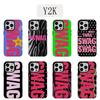 Роскошный чехол в стиле Y2K SWAG для iPhone 17 16e 16 15 14 13 12 11 X XS XR XSMAX 7 8 Air Pro Max Plus Роскошный Двухслойный