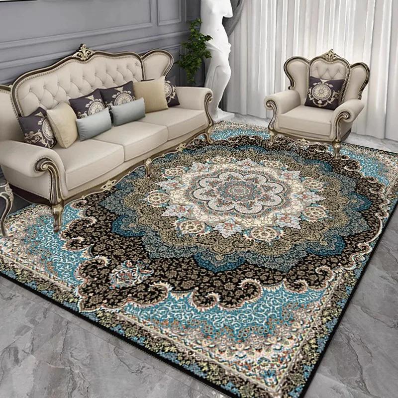 French Retro Persian Luxury Carpet Non Slip Rug for Living Room Bedroom Sofa Study Kitchen Entrance Door Mat Decor