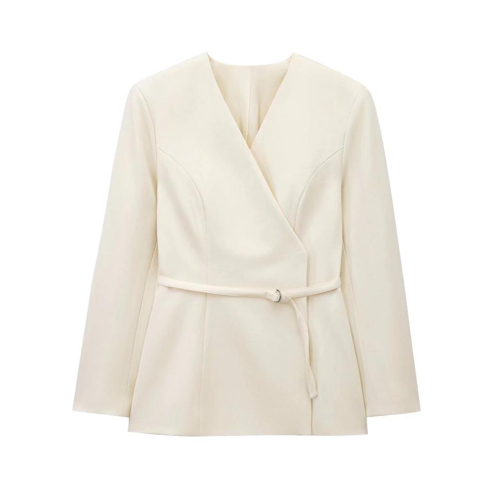 Женский зимний модный костюм в европейском и американском стиле 2024 года с универсальным поясом - 1270608