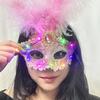 Lace LED Glowing Mask Plastic Venice Masquerade Mask Fancy Feather Mask  Party Supplies