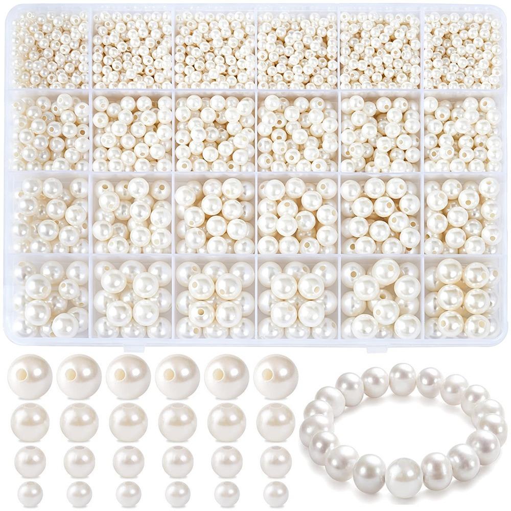 1890pcs 4/6/8/10/12mm Size DIY Bracelet Beads with Gold Beads Crafting Beads for Necklaces
