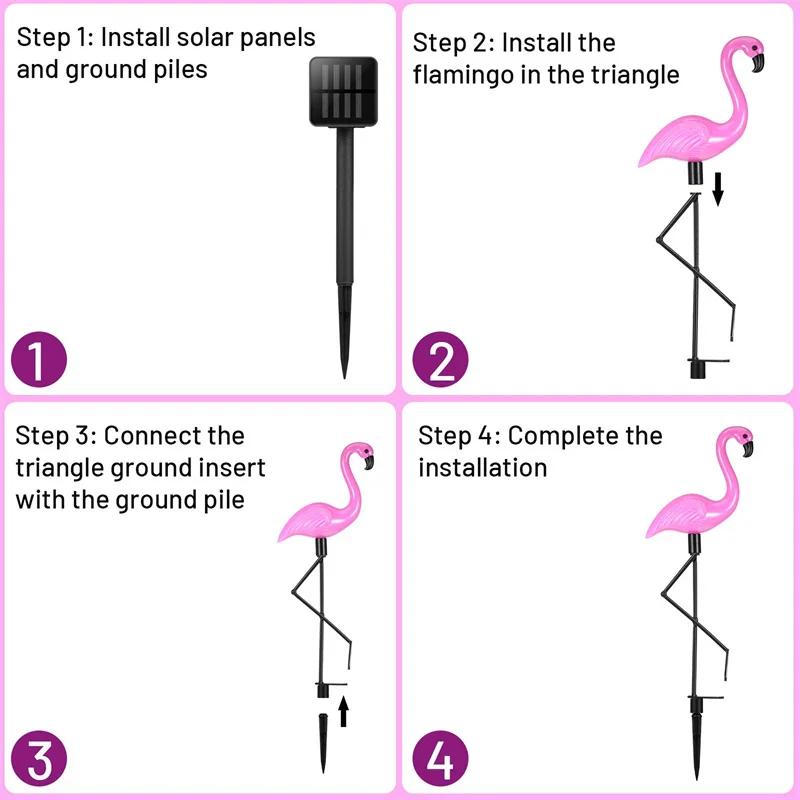 1pc Outdoor Solar Lights Flamingo Garden Led Stake Waterproof LED Landscape Ground Lamp for Outdoor Pathway Xmas Garden Decor