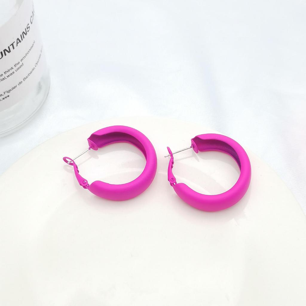 Vibrant C-Shaped Candy Color Hoop Earrings: Trendy, Cute, and Fashionable for Women