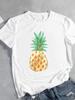 (Asian Size) Women Tee Top Pineapple Cute Trend Lovely Short Sleeve Fashion Print Lady Clothing Casual Tshirt Female Graphic T-shirts