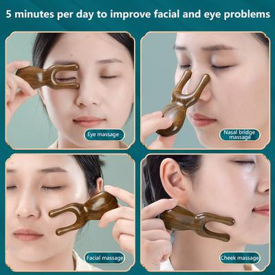 Массажная расческа из сандалового дерева с картой акупунктурных точек, расческа для меридианов тела, утолщенная массажная расческа для носа и глаз, способствующая циркуляции крови