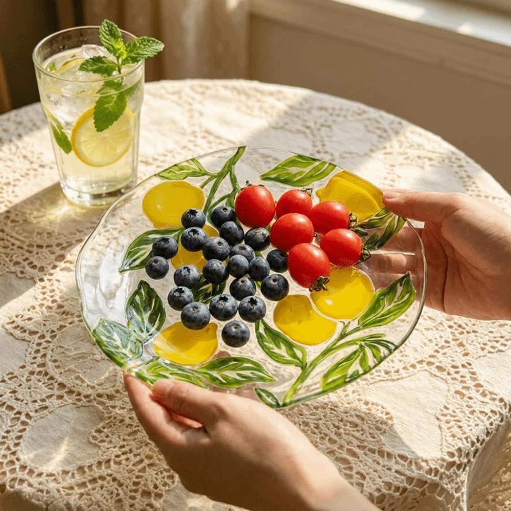 Safe Fruit Plate Lemon Pattern Dinner Plate Multi-purpose Shallow Plate Picnic