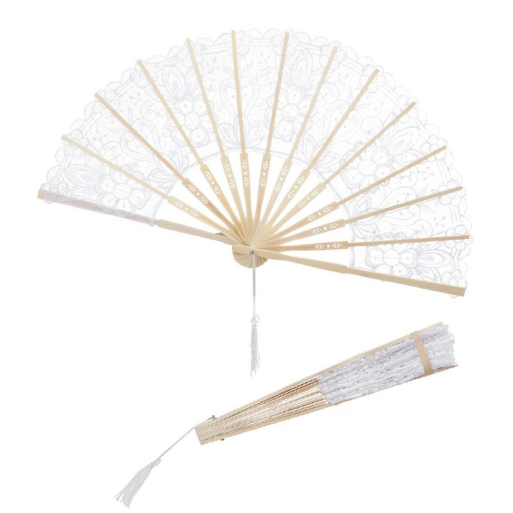 Бамбуковый ручной веер Элегантный прохладный веер Портативный кружевной складной веер Для свадебной вечеринки Домашний декор