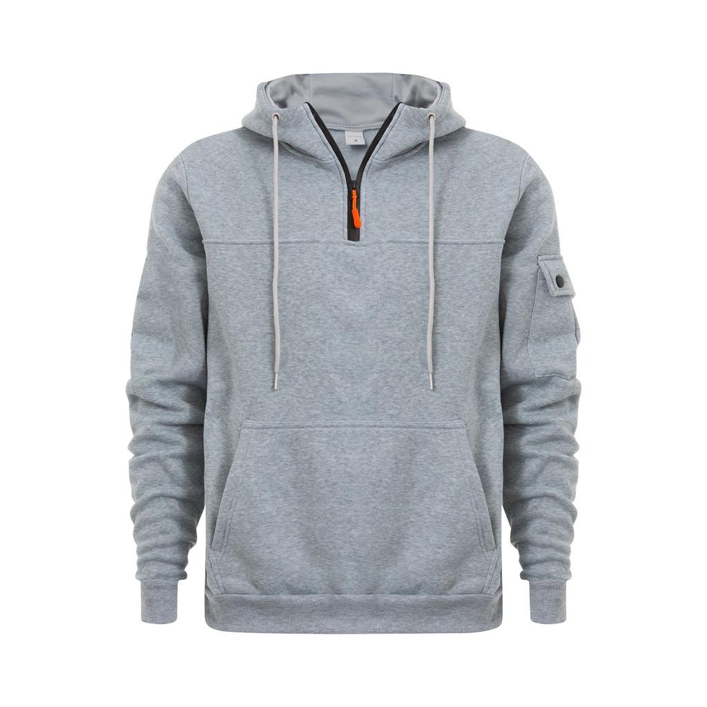 Men's Sweatshirt Hoodie Zipper Arm Pocket Cardigan Men's Sports Large Size Casual Hoodie