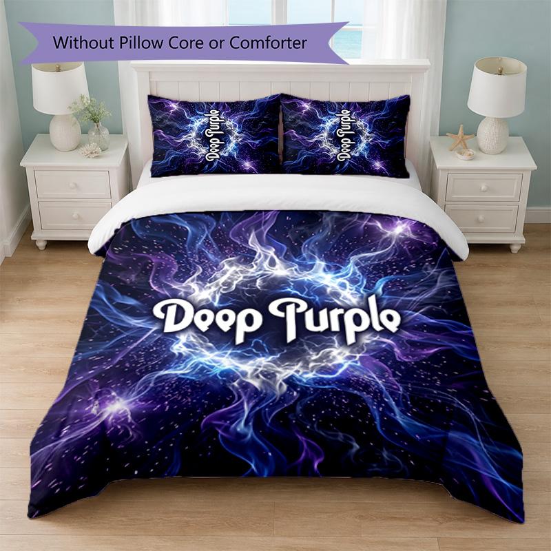 Deep Purple Print 3Pcs Bedding Set Duvet Cover With Two Pillowcases Soft Bed Linen For Household Bedroom