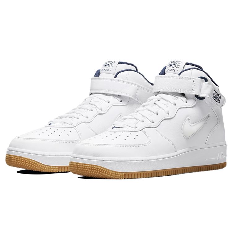 Nike Кроссовки унисекс Air Force 1 Mid Jewel QS NYC — Yankees White Midnight-Navy Gum-Yellow DH5622-100
