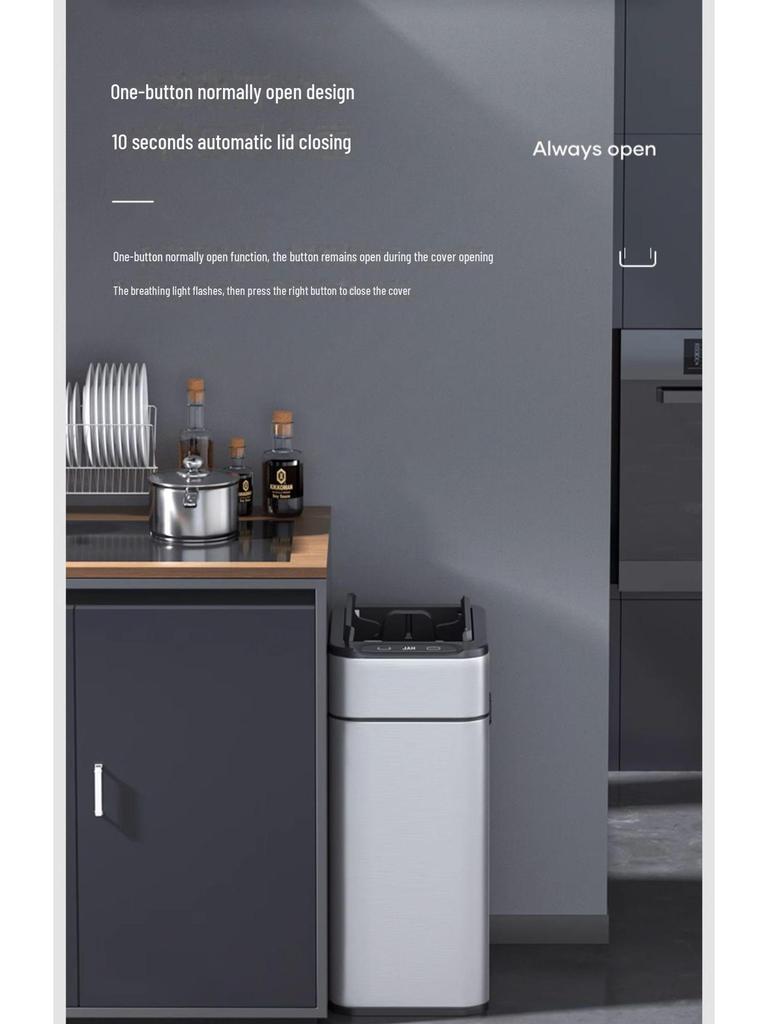 Jieanhui Smart Induction Trash Box с крышкой для ванной комнаты, кухни и гостиной - Автоматическая упаковка