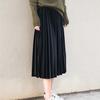 Spring Autumn Elegant High Waisted Skinny Velvet Women Pleated Skirt
