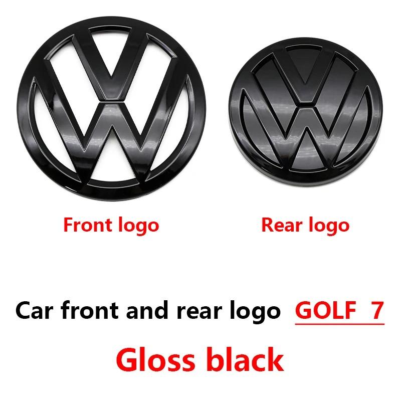 For Volkswagen Chrome Silver/Glossy Black Front Radiator Grille & Rear Trunk Lid Emblems for VW Golf 7 (2014 - 2017) - Auto Badge Accessories