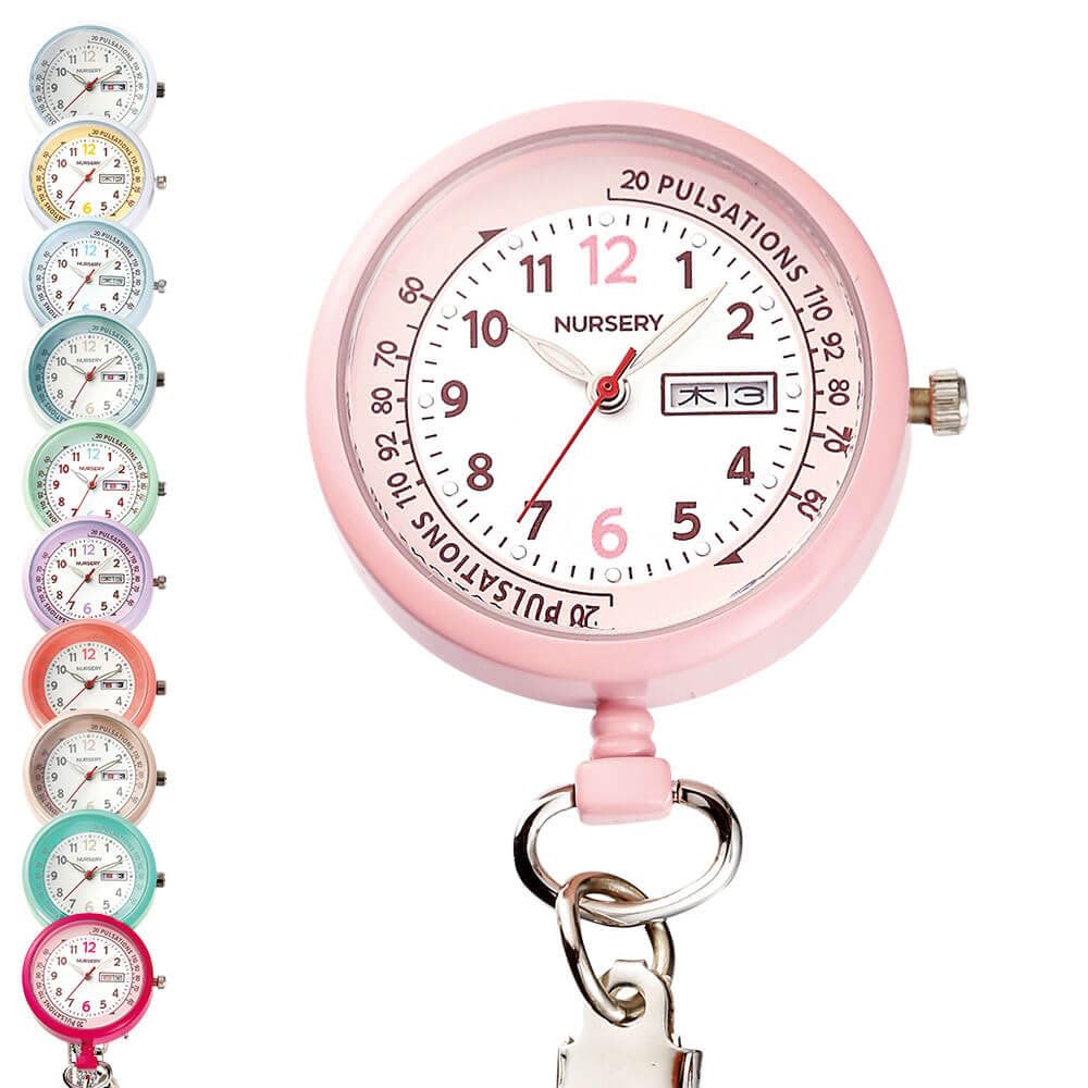Nursery Short Chain Watch with Date and Day Display Inverted Dial Nurse Watch Nursing Pulse Measurement Scale Luminous NEW White 1286268A Nurse Goods