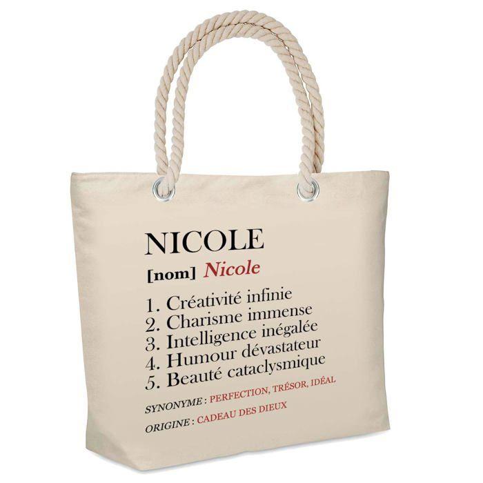 Sac de plage - PLANETEE - Nicole Définition - Coton beige - Grande contenance - Anses solides
