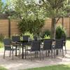 Garden Dining Set 9 pcs Black Powder Coated Steel