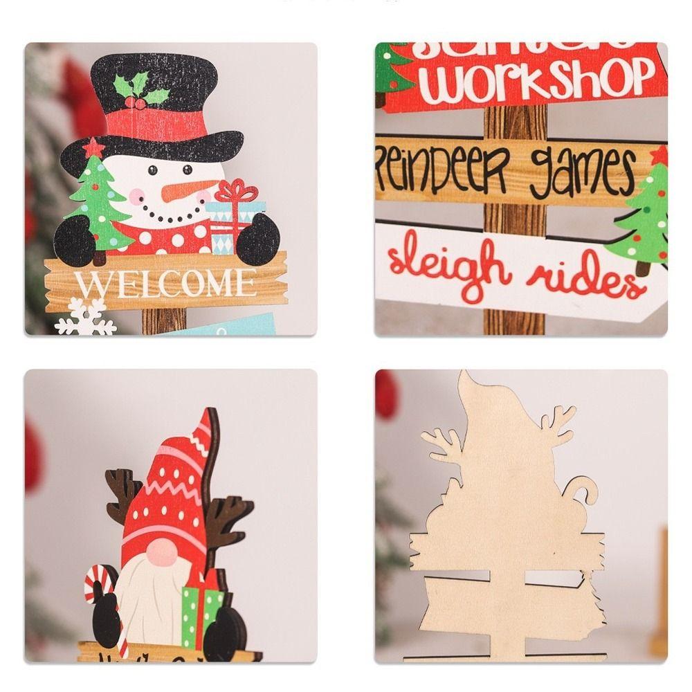 Handmade Santa Claus Elk Plaque Funny Merry Christmas Ornaments Home Table Decors