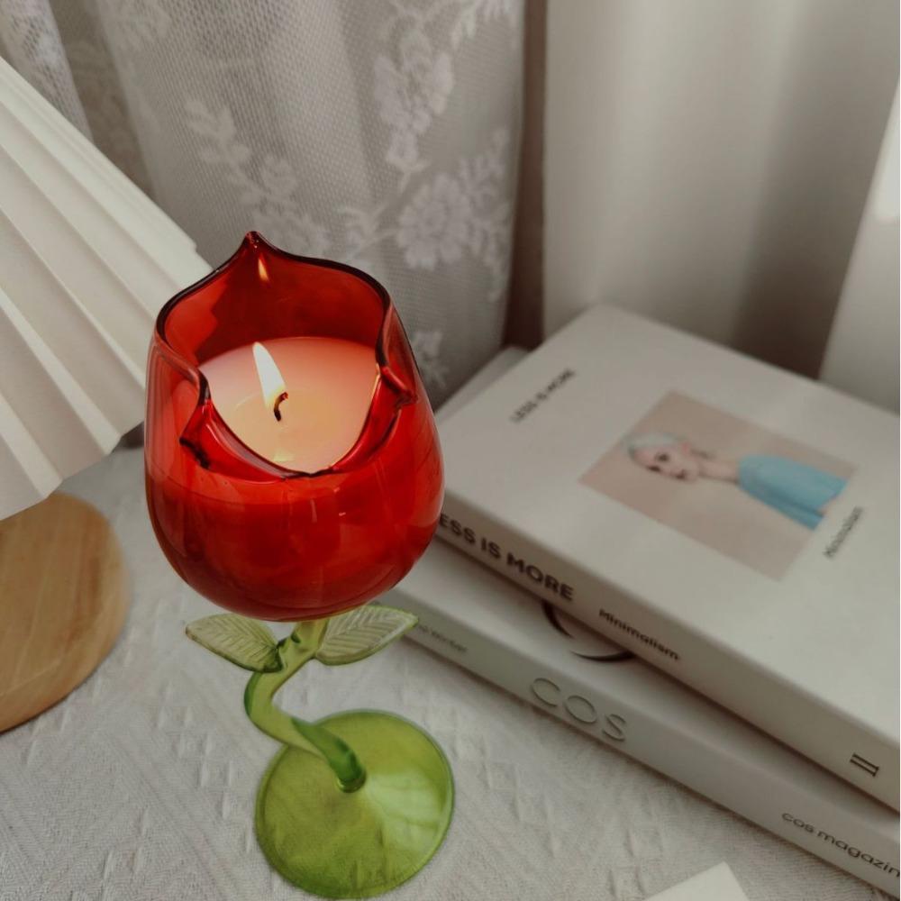 French Rose Wine Glass Rolled Cup-rimmed Wine Cup Candle Holder Rose Goblet Art Crafts