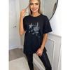 Oversized T Shirt Black Star And Face Print Graphic Tee For Casual Wear