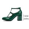 Women's High-heeled Single Shoes Spring and Summer New Thick-heeled Large-size Buckle Low-top Shoes