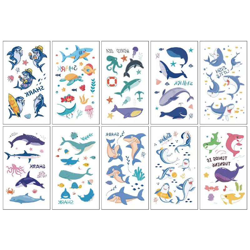 10 Sheets/Pack Kids Cartoon Fake Tattoo Stickers for Children Creative Water Transfer Printing DIY Temporary Tattoo