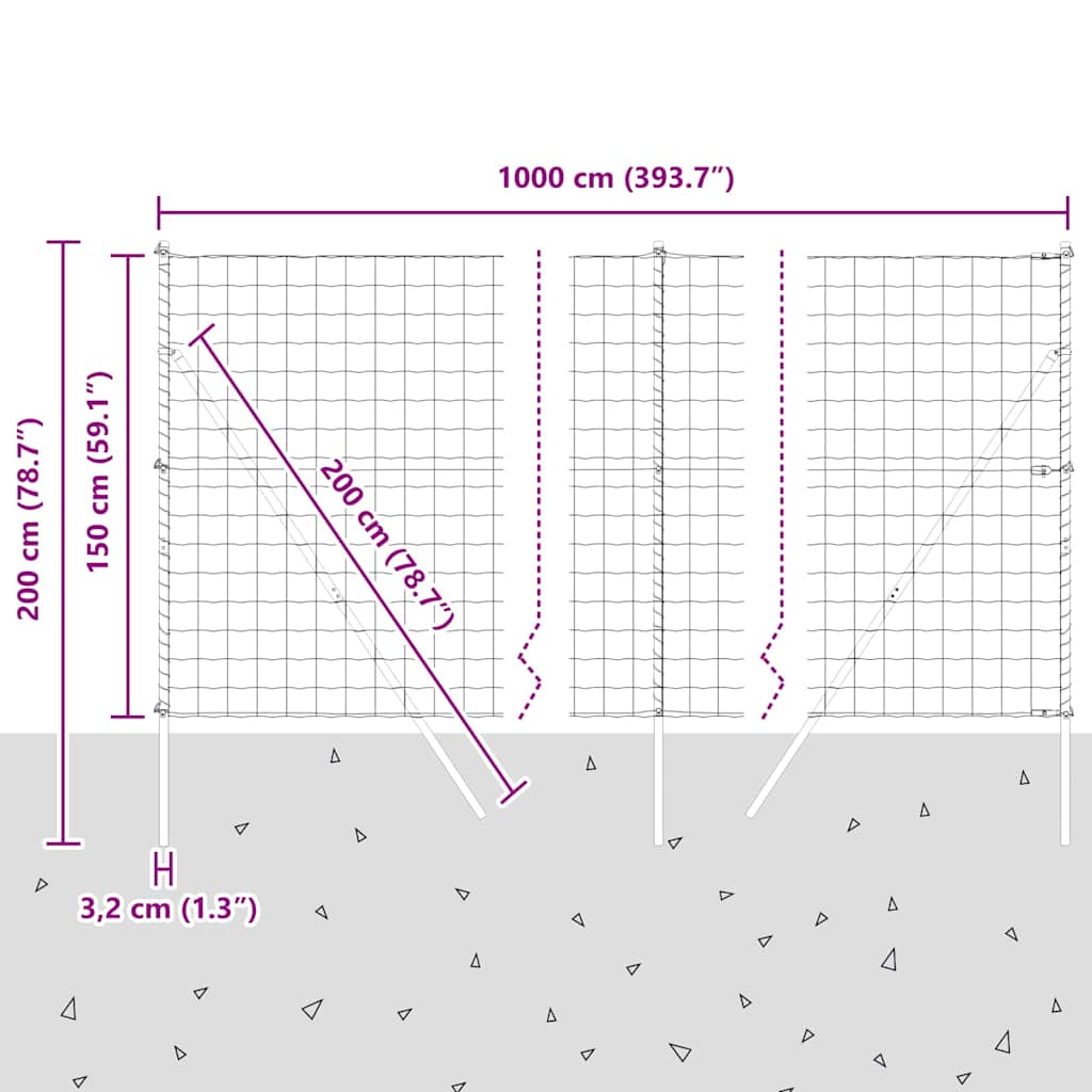 Ground Fix Welded Wire Fence 10 x 1.5 m (W x H)